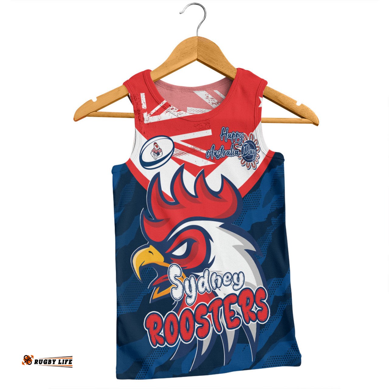 Sydney Roosters Men Singlet - Happy Australia Day We Are One And Free