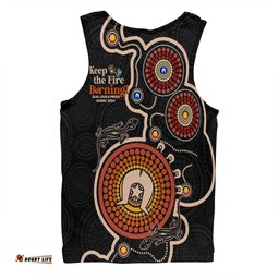 Australia Men Singlet Aboriginal Dot Art Inspired Naidoc Week Keep The Fire Burning! Blak, Loud & Proud