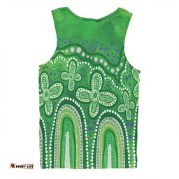 Australia Aboriginal Men Singlet - Dot painting illustration in Aboriginal style Green Men Singlet