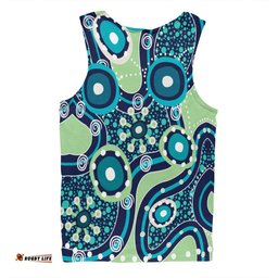 Australia Aboriginal Men Singlet - Blue Aboriginal Dot Art Inspired Men Singlet