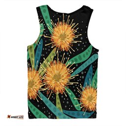 Australia Flowers Aboriginal Men Singlet - Australian Yellow Hakea Flower Art Men Singlet
