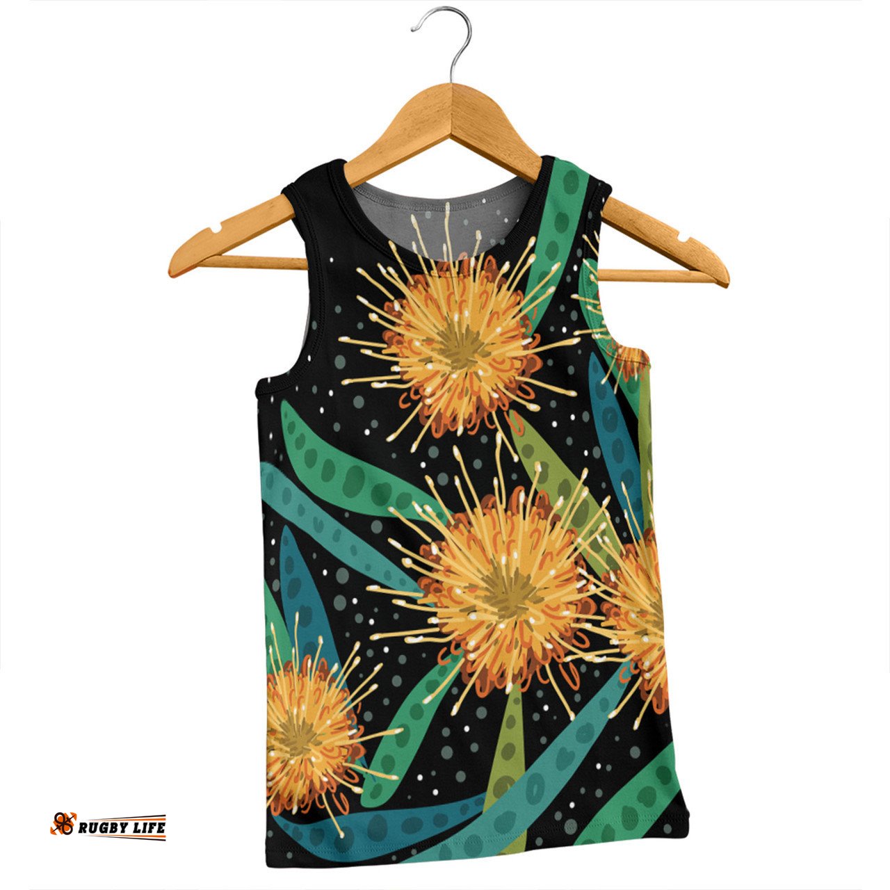 Australia Flowers Aboriginal Men Singlet - Australian Yellow Hakea Flower Art Men Singlet
