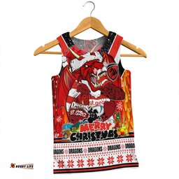 St. George Illawarra Dragons Christmas Custom Men Singlet - Dragons Santa Aussie Big Things Men Singlet