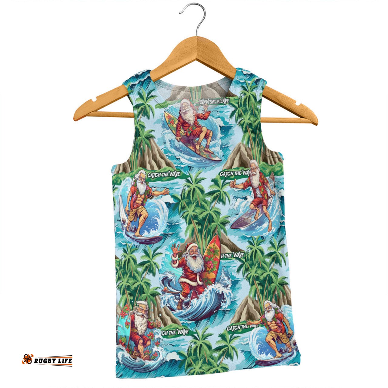 Australia Christmas Surfing Men Singlet - Funny Santa Surfing Christmas Men Singlet