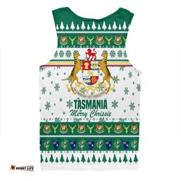 Tasmania Christmas Men Singlet - Merry Chrissie Men Singlet