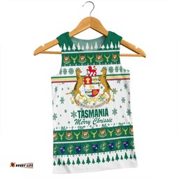 Tasmania Christmas Men Singlet - Merry Chrissie Men Singlet
