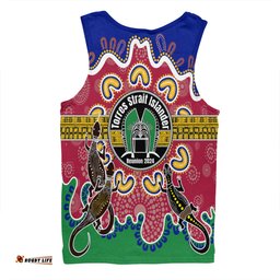 Australia Torres Strait Islands Custom Men Singlet - Torres Strait Islanders Dhari With Goannas And Dot Art Reunion Men Singlet