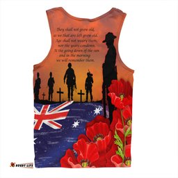 Australia Men Singlet Lest We Forger Soldiers Flag With Poppy Flower