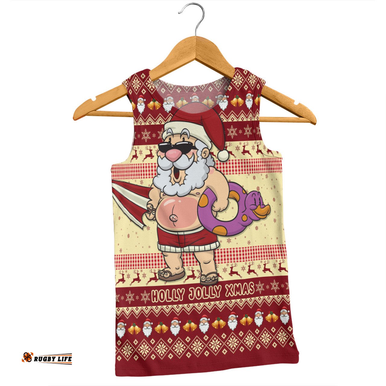 Australia Christmas Custom Men Singlet - Aussie Christmas Santa Summer Vibes Men Singlet