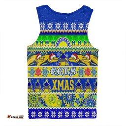 Parramatta Eels Christmas Aboriginal Custom Men Singlet - Indigenous Knitted Ugly Xmas Style Men Singlet