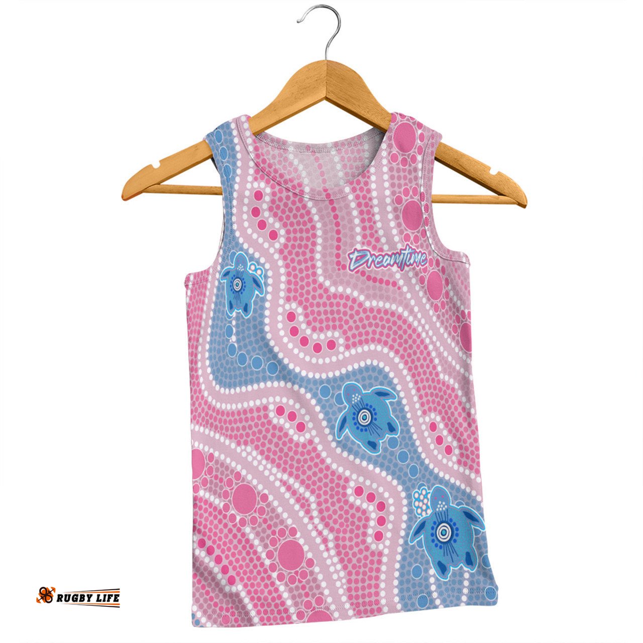 Australia Turtles Aboriginal Custom Men Singlet - Dreamtime River And Turtles Dot Art Painting Pink Men Singlet