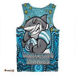 Cronulla-Sutherland Sharks Custom Men Singlet - Custom With Aboriginal Inspired Style Of Dot Painting Patterns  Men Singlet