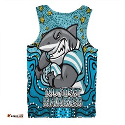 Cronulla-Sutherland Sharks Custom Men Singlet - Custom With Aboriginal Inspired Style Of Dot Painting Patterns  Men Singlet