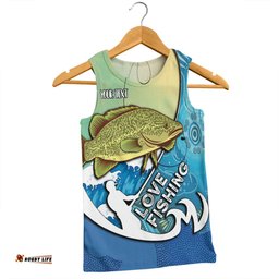 Australia Fishing Aboriginal Fishing Custom Men Singlet - Love Fishing Murray Cod In Aboriginal Art Patterns Men Singlet