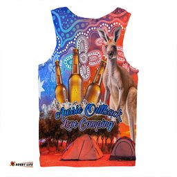 Australia Kangaroo Aboriginal Camping Custom Men Singlet - Aussie Outback Camping with Beer Men Singlet