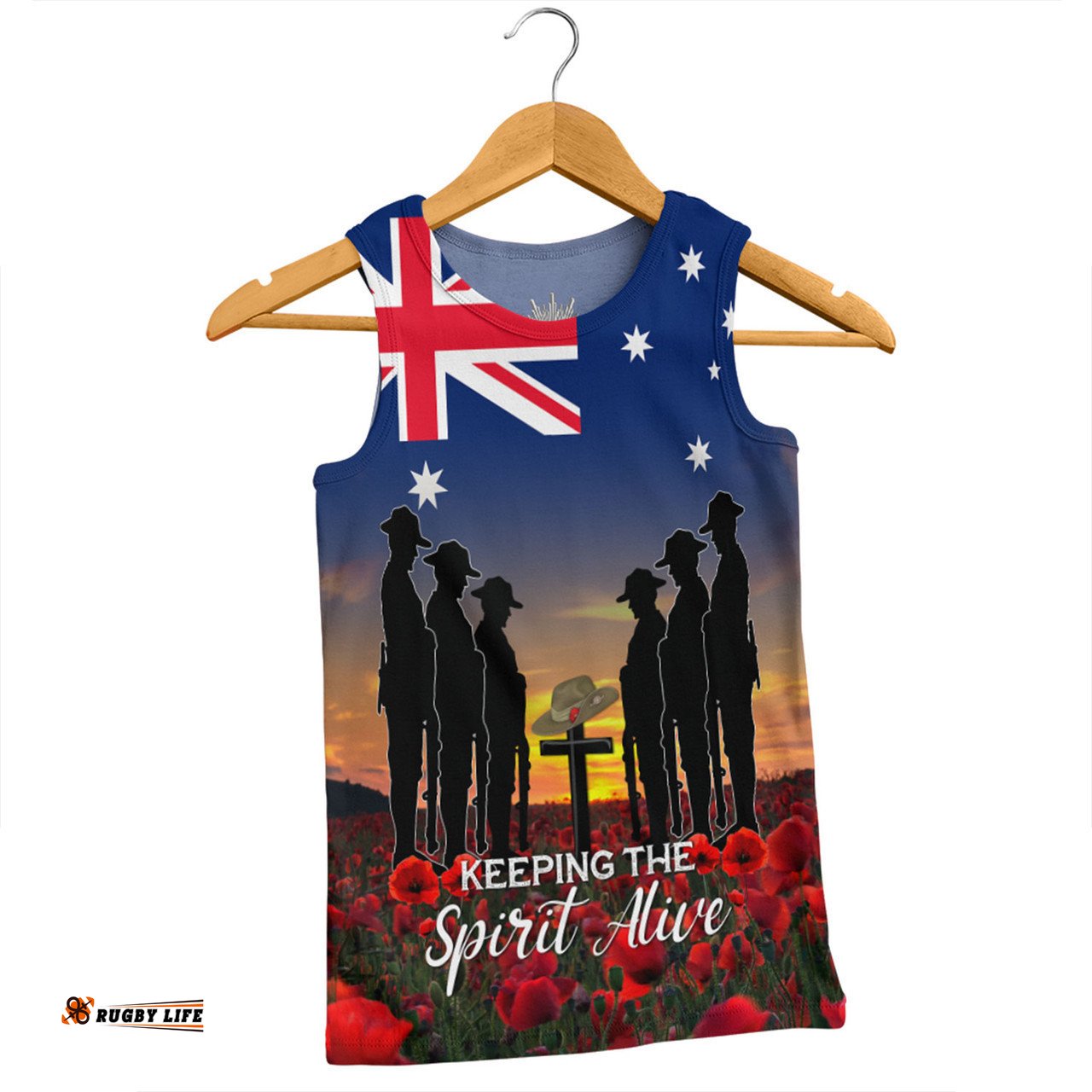 Australia Men Singlet - Anzac Day Keeping The Spirit Alive With Australia Flag