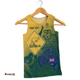 Australia Australia Day Custom Men Singlet - Australia Coat Of Arms Kangaroo And Koala Sign Men Singlet