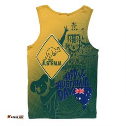 Australia Australia Day Custom Men Singlet - Australia Coat Of Arms Kangaroo And Koala Sign Men Singlet