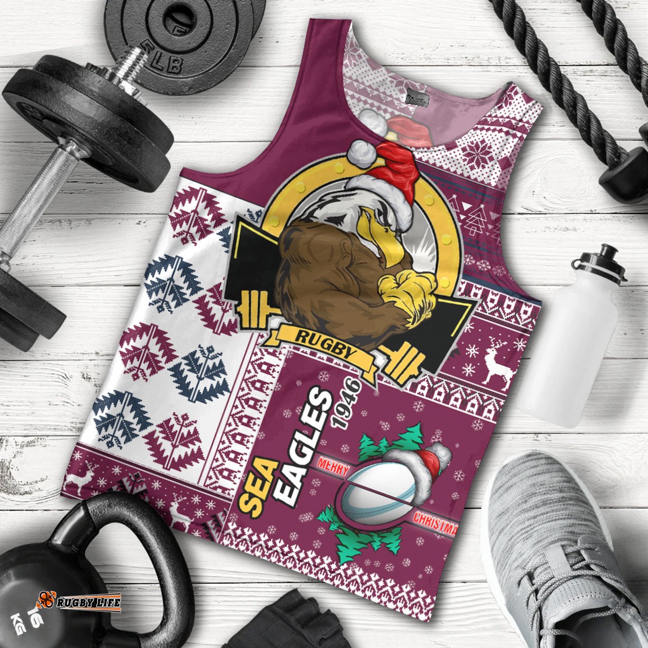 Manly Warringah Sea Eagles Men Tank Top - Christmas Snowflakes Manly Warringah Sea Eagles Mascot Men Tank Top