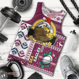 Manly Warringah Sea Eagles Men Tank Top - Christmas Snowflakes Manly Warringah Sea Eagles Mascot Men Tank Top