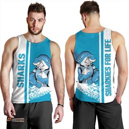 Cronulla-Sutherland Sharks Men's Tank Top - Sharks Mascot Quater Style