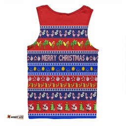 Australia Christmas Custom Men Singlet - Aussie Christmas Flamingo Summer Vibes Blue Men Singlet