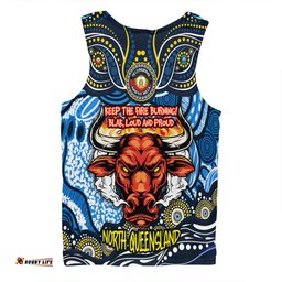 North Queensland Cowboys Men Singlet Celebrating Naidoc Week 2024 Aboriginal Dot Art Inspired