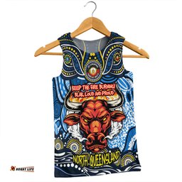North Queensland Cowboys Men Singlet Celebrating Naidoc Week 2024 Aboriginal Dot Art Inspired