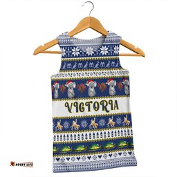 Victoria Big Things Christmas Custom Men Singlet - Giant Koala And Murray Cod Men Singlet