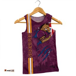 Brisbane Broncos Men Singlet - Happy Australia Day Flag Scratch Style