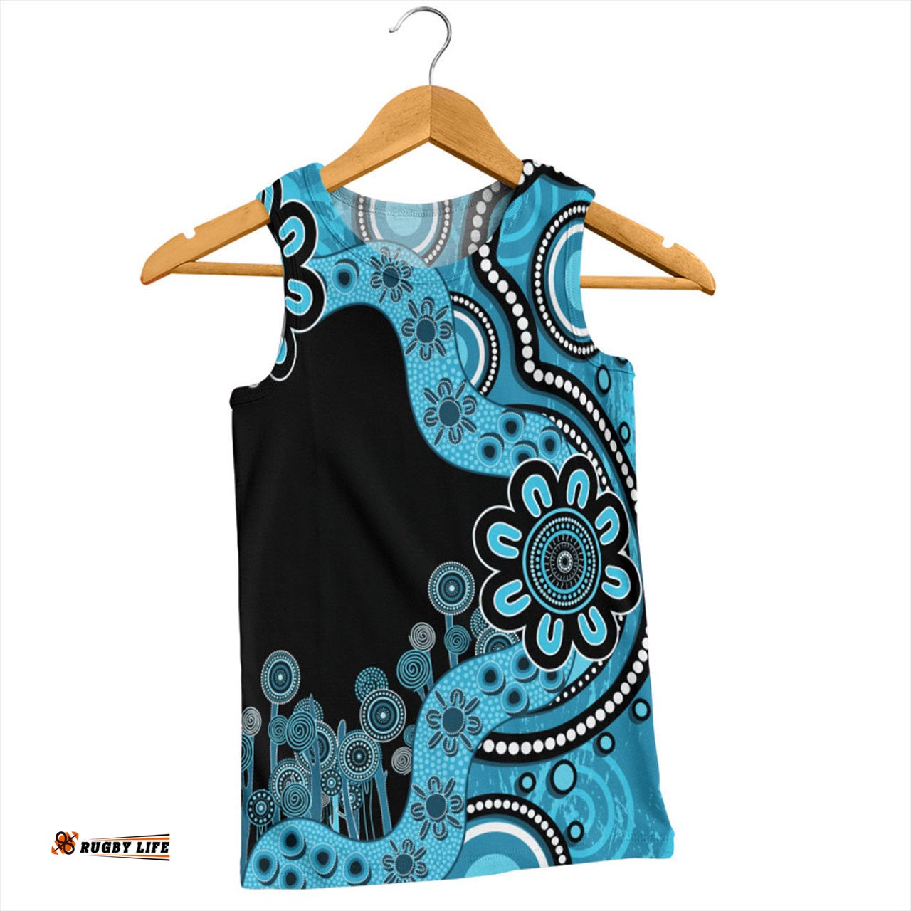 Australia Men Singlet Aboriginal Indigenous Dot Painting Blue