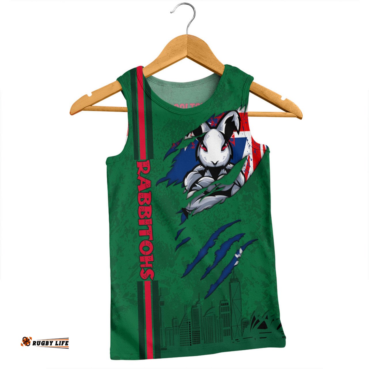 South Sydney Rabbitohs Men Singlet - Happy Australia Day Flag Scratch Style
