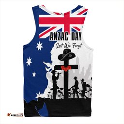 Australia Anzac Day Men Singlet - Anzac Day With Map And Flag Australia Men Singlet