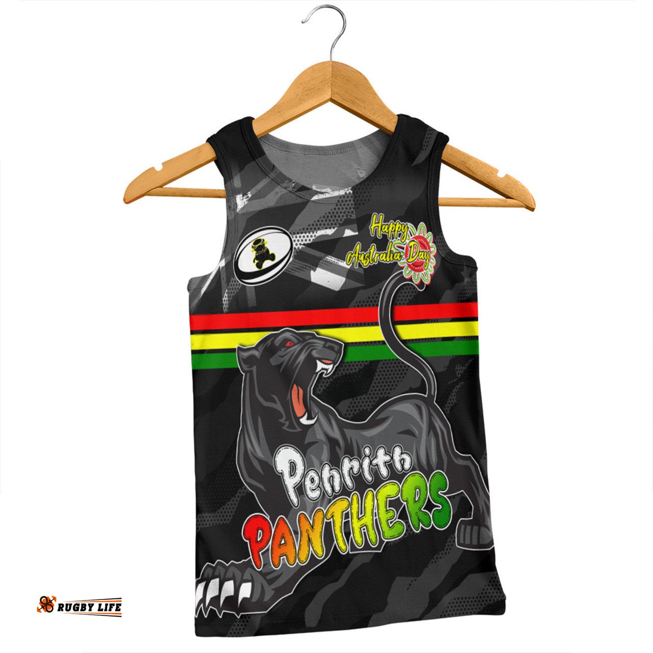 Penrith Panthers Men Singlet - Happy Australia Day We Are One And Free