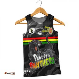 Penrith Panthers Men Singlet - Happy Australia Day We Are One And Free