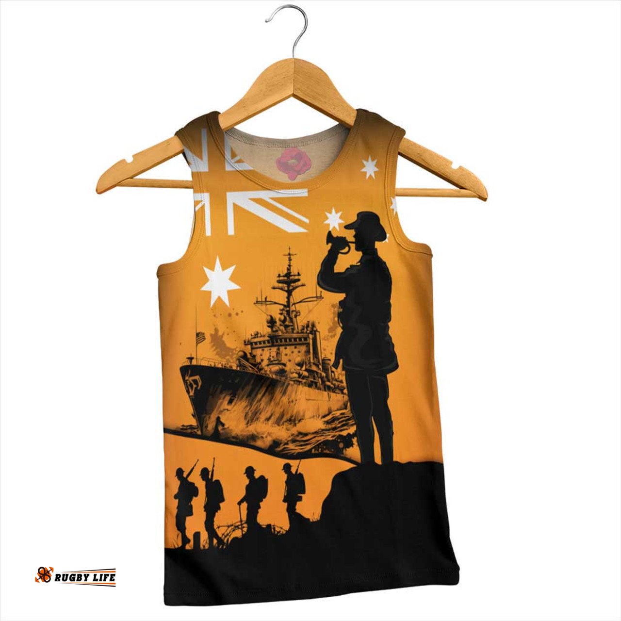 Australia Men Singlet Lest We Forget Navy Anzac