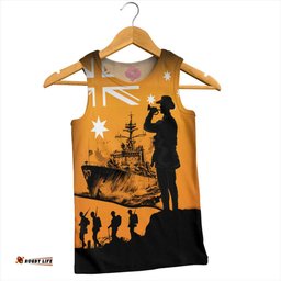 Australia Men Singlet Lest We Forget Navy Anzac