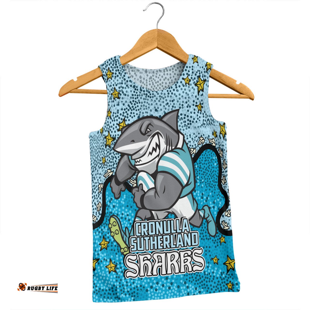 Cronulla-Sutherland Sharks Custom Men Singlet - Team With Dot And Star Patterns For Tough Fan Men Singlet