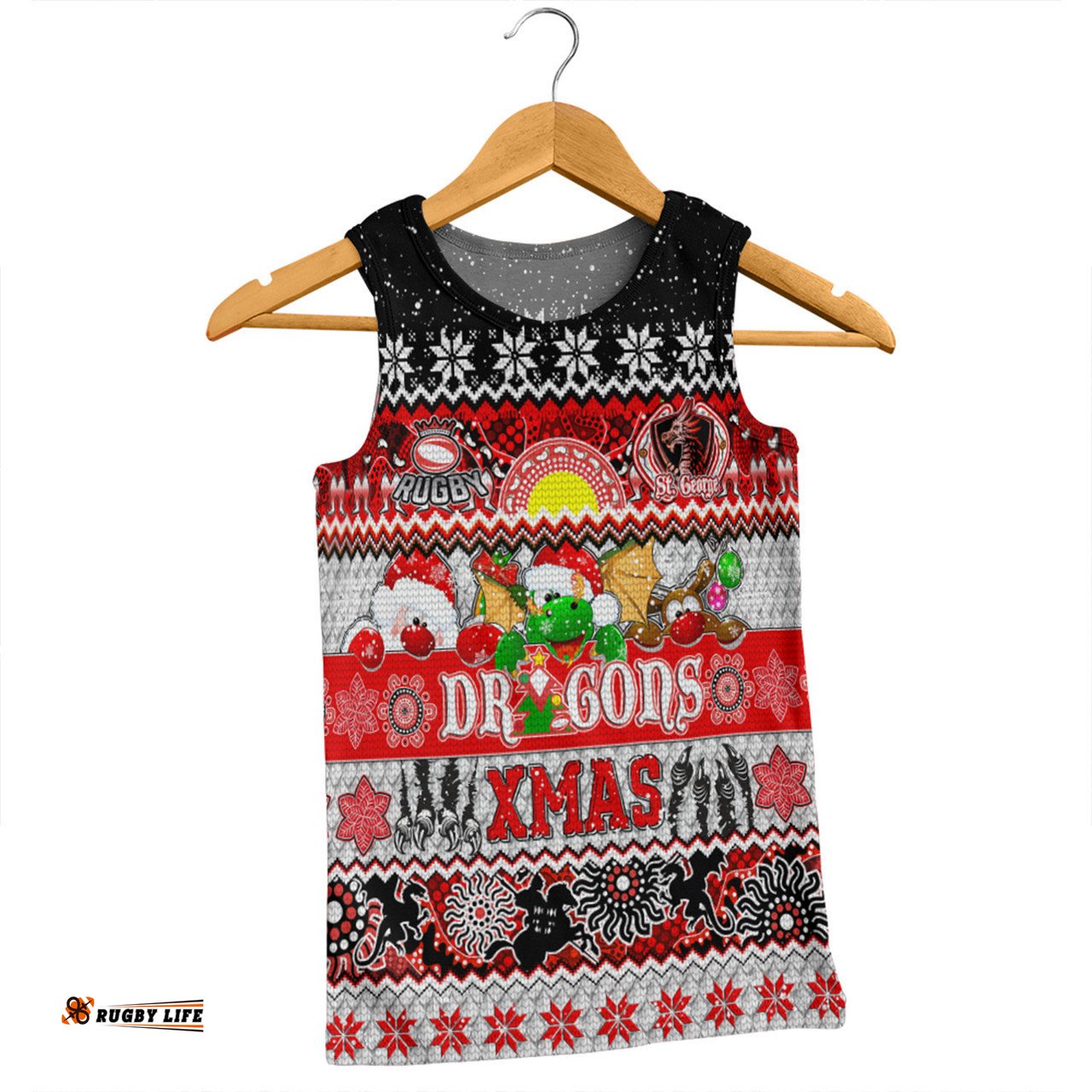 St. George Illawarra Dragons Christmas Aboriginal Custom Men Singlet - Indigenous Knitted Ugly Xmas Style Men Singlet