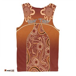 Australia Aboriginal Custom Men Singlet - Brown Kangaroo In Aboriginal Dot Art Men Singlet