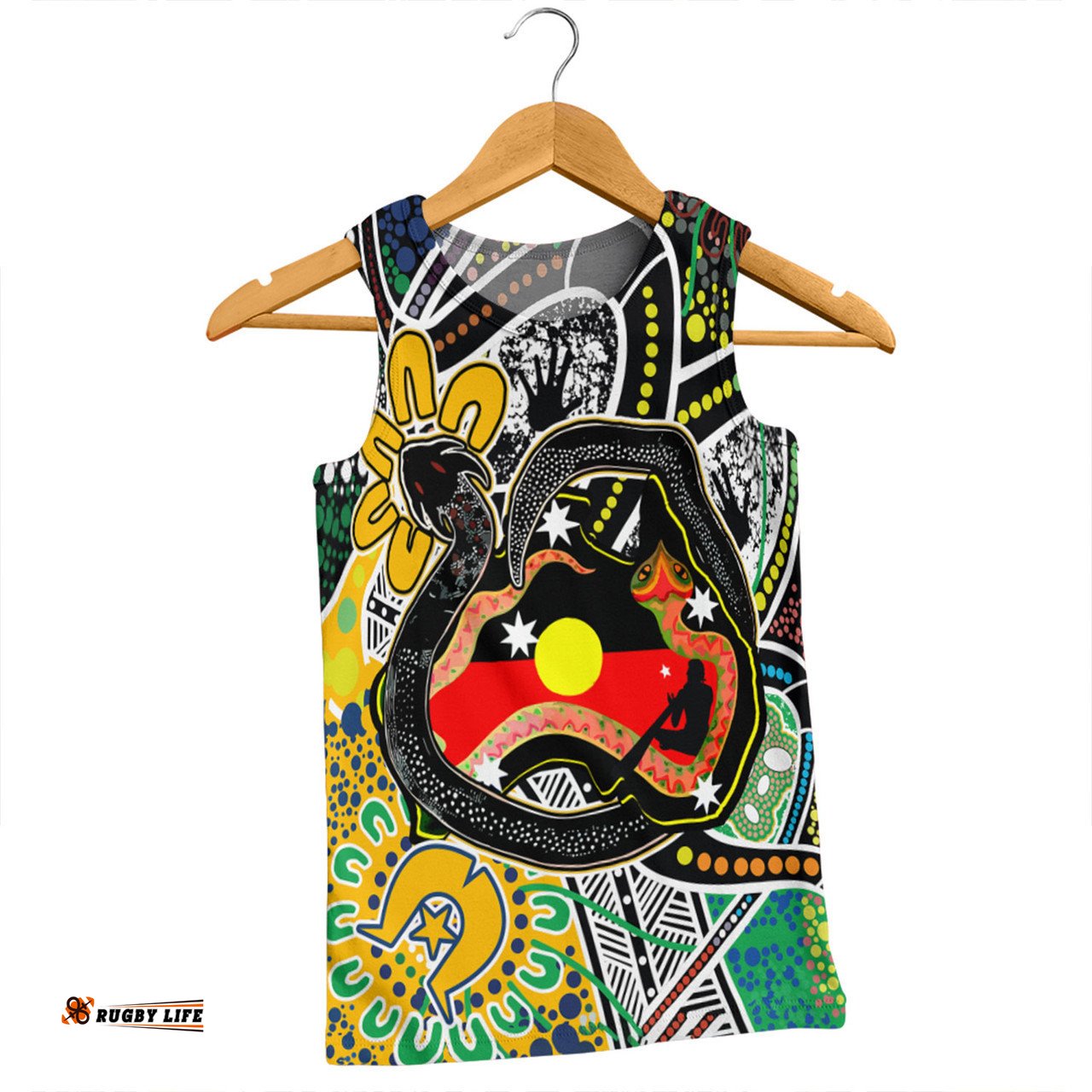Australia Rainbow Serpent Aboriginal Men Singlet - Dreamtime Rainbow Serpent Creates Australia Men Singlet