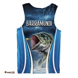 Australia Fishing Custom Men Singlet - Jumping Barramundi Fishing  Men Singlet