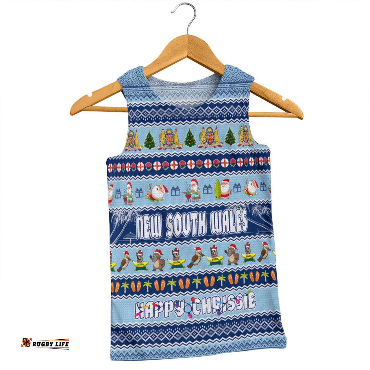 New South Wales Christmas Custom Men Singlet - Happy Chrissie Ugly Style Men Singlet