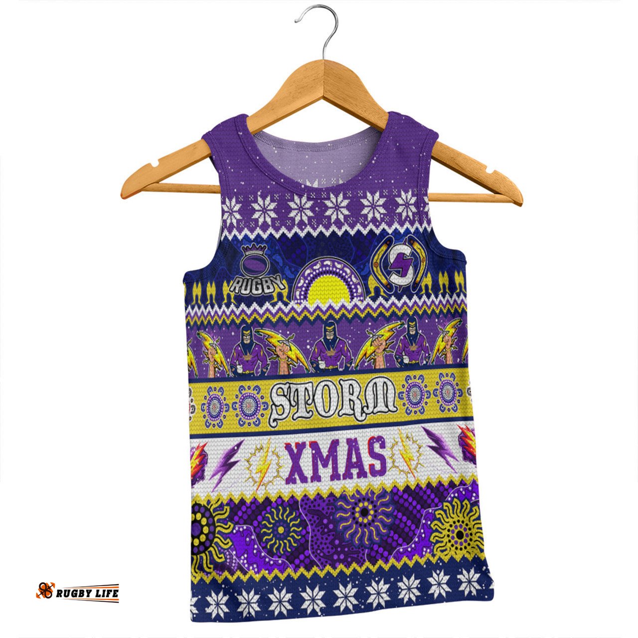 Melbourne Storm Christmas Aboriginal Custom Men Singlet - Indigenous Knitted Ugly Xmas Style Men Singlet