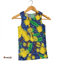 Australia Aboriginal Men Singlet - Australian Yellow Wattle Flower Artwork Men Singlet
