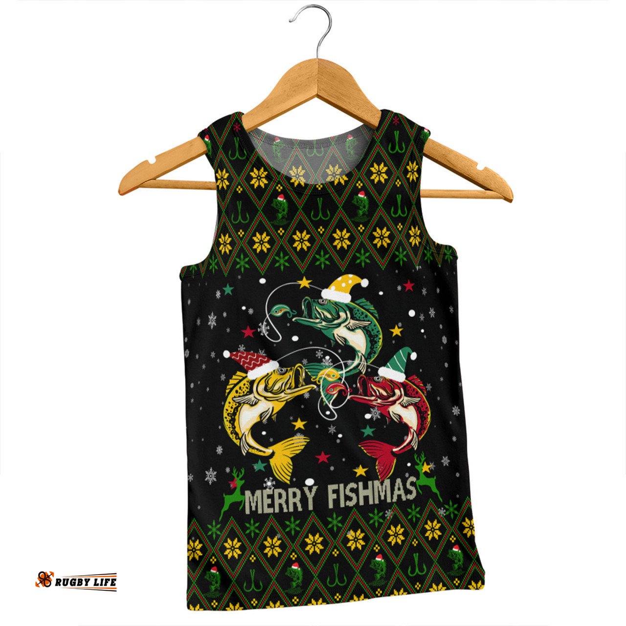 Australia Christmas Fishing Custom Men Singlet - Merry Fishmas Fishing Ugly Christmas Men Singlet