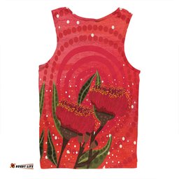 Australia Aboriginal Men Singlet - Red Aboriginal Art With Eucalyptus Flowers Men Singlet