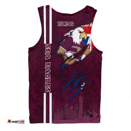 Manly Warringah Sea Eagles Men Singlet - Happy Australia Day Flag Scratch Style