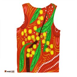 Australia Aboriginal Men Singlet - Aboriginal Dot Art Of Australian Yellow Wattle Painting Men Singlet