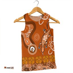 Australia Goanna Aboriginal Men Singlet - Indigenous Dot Goanna Orange Men Singlet